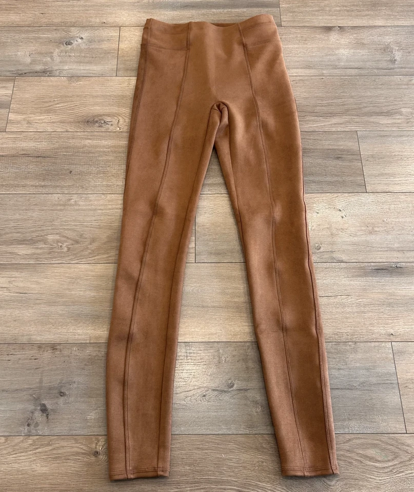 Spanx Faux Suede Leggings Women's Size Small Tall Ankle Rich Caramel Slimming - Image 2 of 4