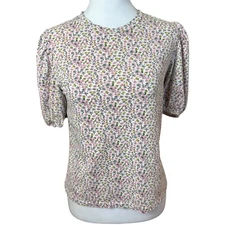 English Factory Floral Puff Sleeve Top Size XS Pink Multi Cottagecore Coquette