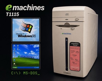 VINTAGE eMachine Desktop PC Pentium 3 Windows 98 XP Dual Boot Retro Gaming
