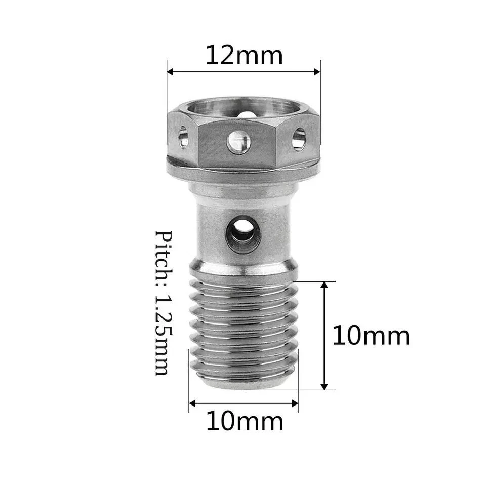 2 титановых винта Banjo Bolt M10 1,0/1,25 мм для мотоцикла тормоза Brembo двухлинейные - Изображение 2 из 4