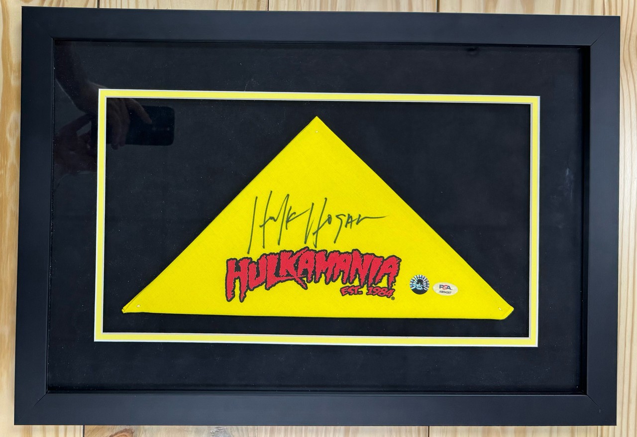 Hulk Hogan Signed Autographed Yellow Hulkamania Bandana Framed PSA/DNA