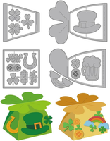 St.Patrick's Day Metall Stanzformen 3D Geschenkboxen Stanzschablonen VierbläTtri