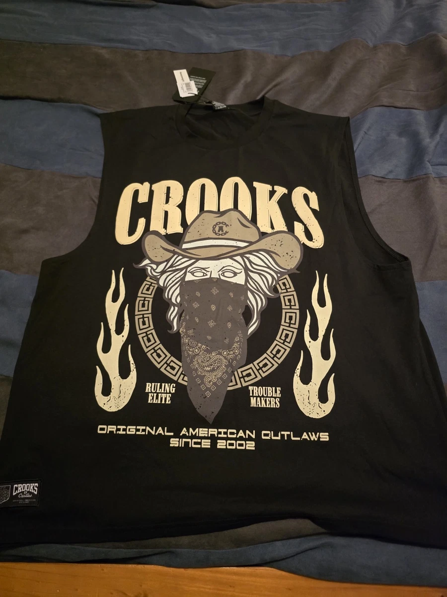 CROOKS & CASTLES Black T Shirts US Men Size L NEW Brand NEW