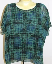 CAbi Paradox Tank + Top Set S Green Blue Black 2 Piece Cap Sleeves