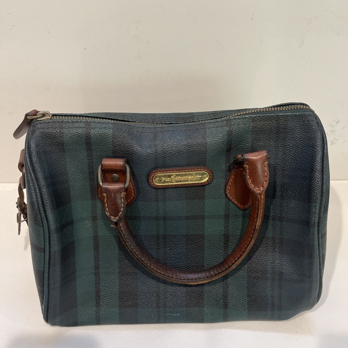 Vintage Polo Ralph Lauren Plaid Boston Bag Handbag Black Vintage Polo Ralph Lauren Plaid Boston Bag Handbag Black