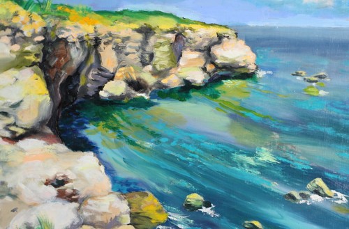 Vintage impressionist oil painting seascape signed - Picture 11 of 12