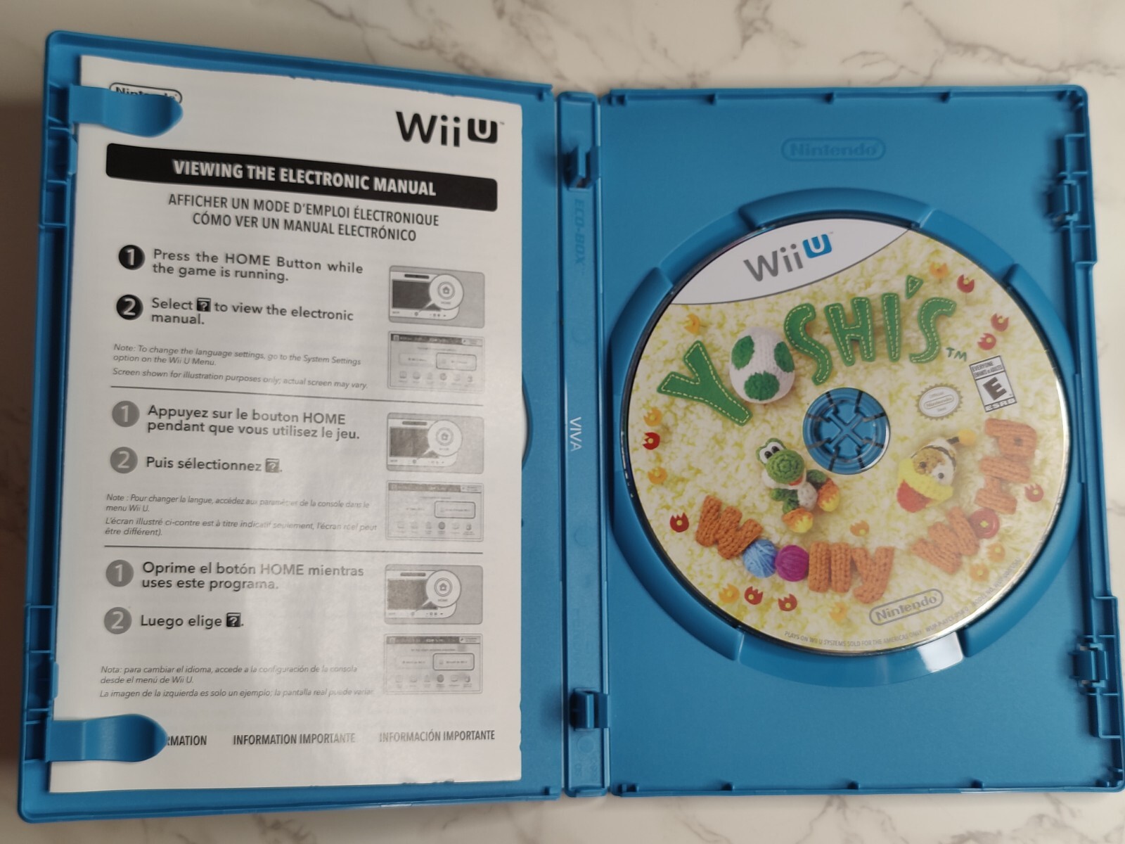 Yoshi's Woolly World with Green Yarn Yoshi Amiibo Wii U 2015 Clean Disk