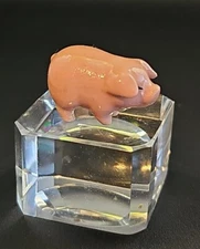 Vintage Hagen-Renaker Miniature Pink Pig Piglet Figurine 1in Discontinued