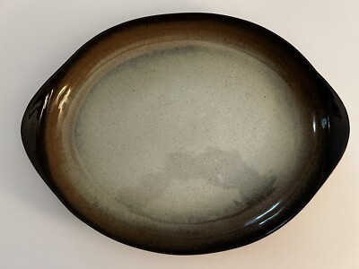 Peter Pots Pottery Brown - Gray ￼ Serving Tray / Platter 16 x12 