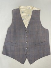 Vintage Men  s Vest SIZE 42 LARGE blue plaid check classic 70s eagle waistcoat