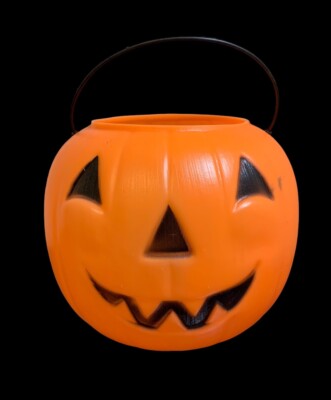 Vintage retro jack-o -lantern pumpkin blow mold Halloween candy pillow/bucket