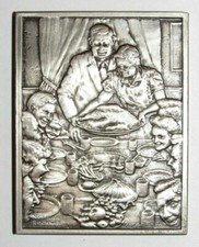 Vintage Freedom From Want Norman Rockwell 2.13 Troy Oz. .999 Silver Bar 1974 82.15 per troy oz