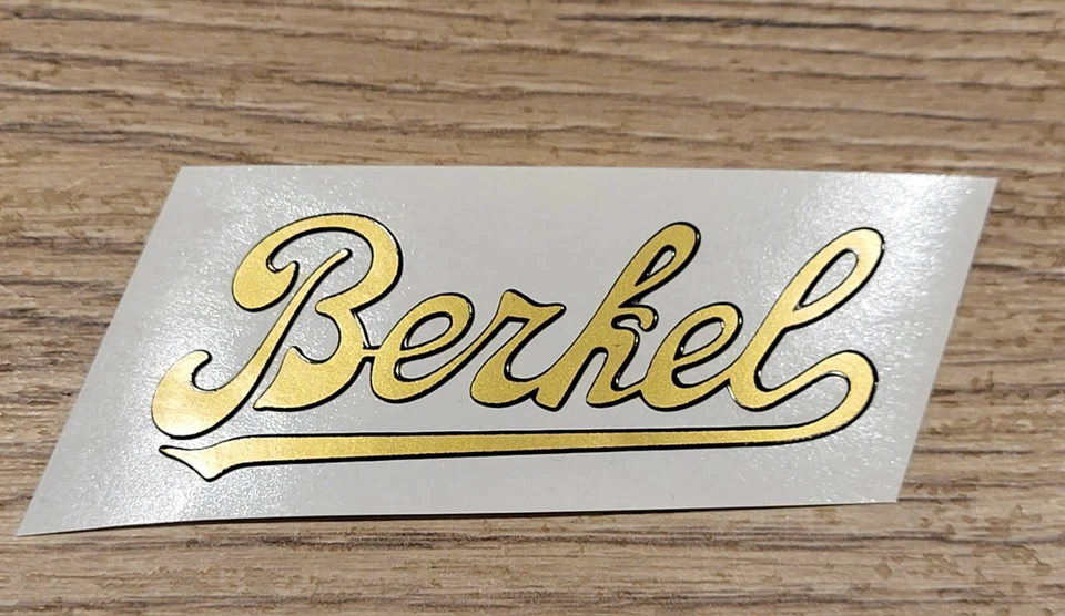 Adesivo Scritta BERKEL piccola oro bordo nero, per restauro 7cmx2,5cm
