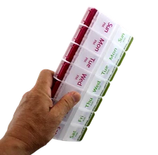 Jumbo Extra Large 8" x 4.25" Pill Organizer 7 Day 2 Times a Day Weekly Pill Box 