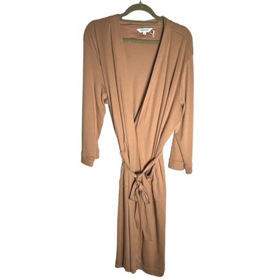 NWOT The Company Store Attached Belt Sz XL Camel Tan Pima Cotton Kimono Robe