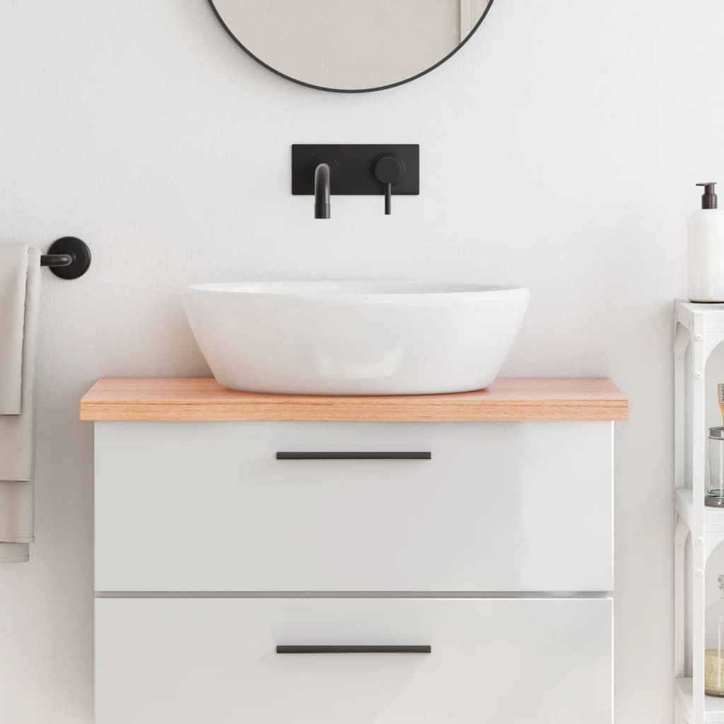 vidaXL Piano Bagno Marrone 80x40x(2-4) cm Legno Massello Trattato