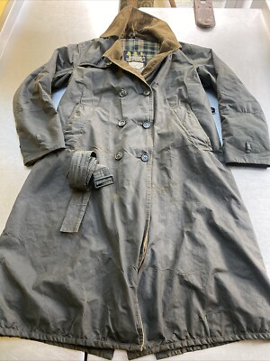 90s Barbour Trench Coat　LAND ROVER c36 Vintage 1990 Barbour Trench Coat Mens C36 Men's S-M 42in Green