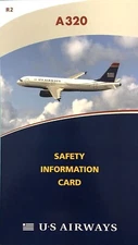 US AIRWAYS SAFETY CARD  Airbus A320 Revision# 2 June 2010 aircraft airplane