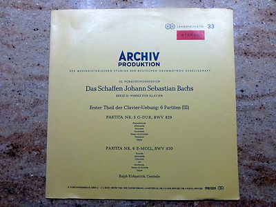 Archiv Produktion BACHS5 G-Dur 829, 6 E-Moll, 830 Kirkpatrick 198 005 NM! DGG