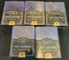 5 Packs New Sealed Top Loaders Cardboard Gold Toploaders Trading Cards 3" x 4"