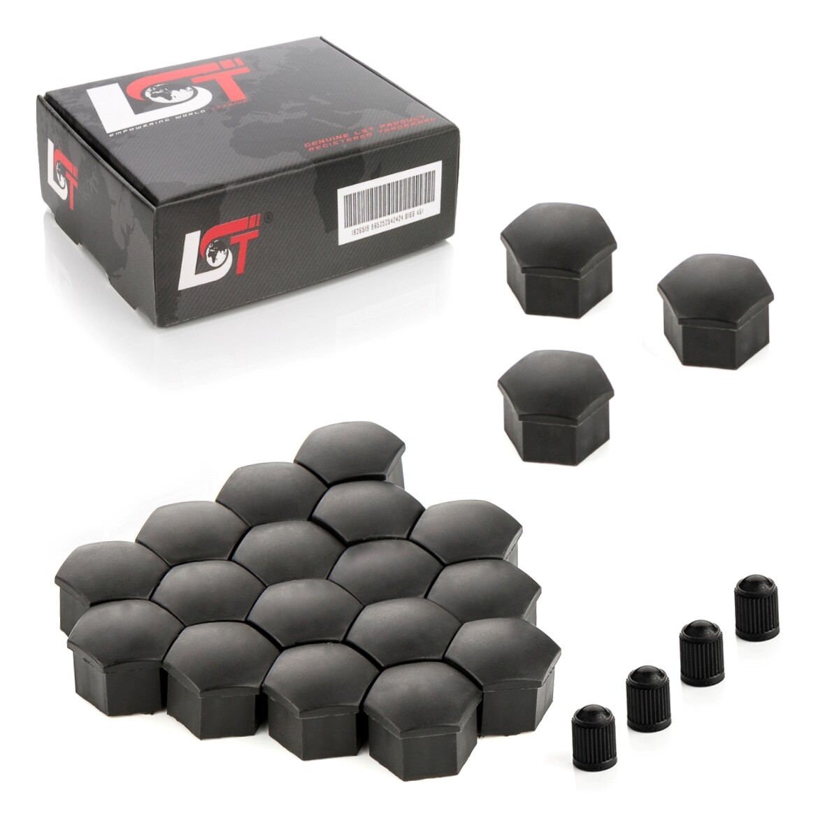 20X Wheel Nut Caps Black 17 Mm For LANCIA