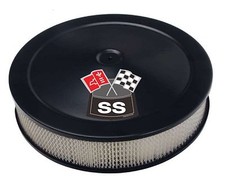 Black Air Cleaner White Perf Filter 14x3 Chevy Fits 4bbl New Ss White New