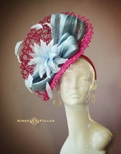 Aimee Fuller Kentucky Derby Fascinator Hot Pink Fuchsia Royal Ascot Light Blue