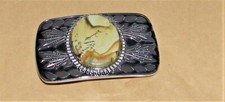 Vintage Western Look Oval Multi Color Stone Brass Belt Buckle For 1" Belt Ex.Con