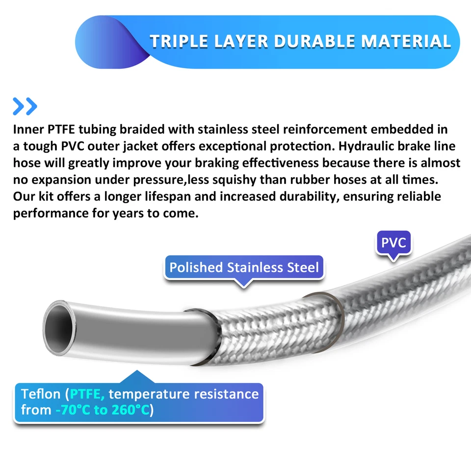 Línea de embrague de acero hidráulico de 76" para Harley CVO Road Glide 16" 18" Ape Bar 15-16 Foto 4 de 4