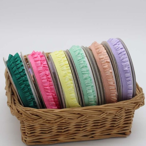 5yards 1cm Pleated Stretch Lace Trim Ribbon Ruffled Elastic Band Decorative Tape - Picture 3 of 34