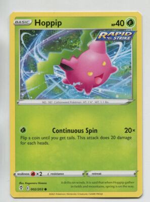 Pokemon TCG Sword & Shield Evolving Skies Common Card #002 Hoppip