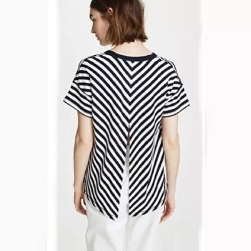 Rag & Bone Striped Stretch Split-Back Crewneck Te… - image 4