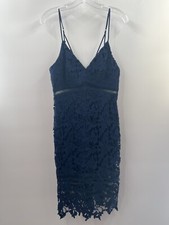 ASTR The Label Women’s Navy Blue Lace Bodycon Dress Back Zip Adjustable Strap M