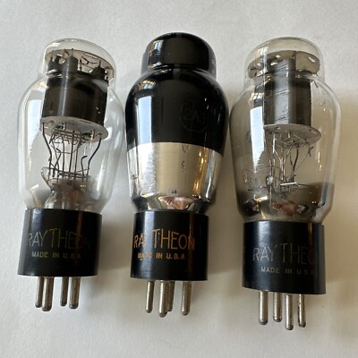 3 Vintage RAYTHEON Radio Tube 2A3 Vacuum Amplifier RARE Nice Clean  