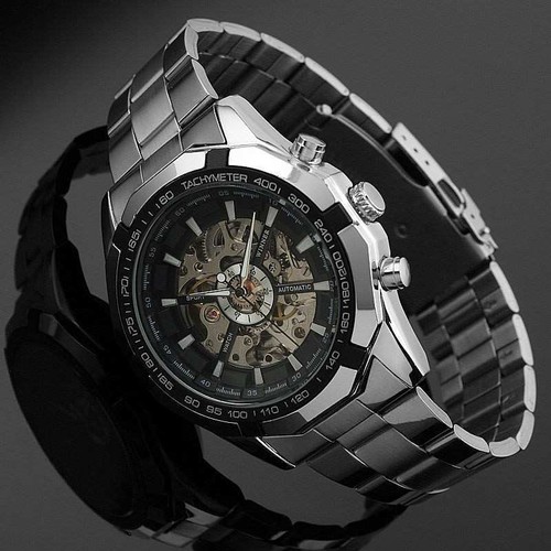 Magifique Orologio Automatico Lusso Teschio per Uomo Bracciale in Acciaio*  | eBay