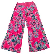 Lilly Pulitzer The Seaside Beach Pant Wide Leg Crop Pink Tropical Tucson Can XS