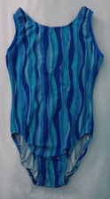 AMS Gymnastics Leotard Adult Small AS Lycra Printer Blue open back