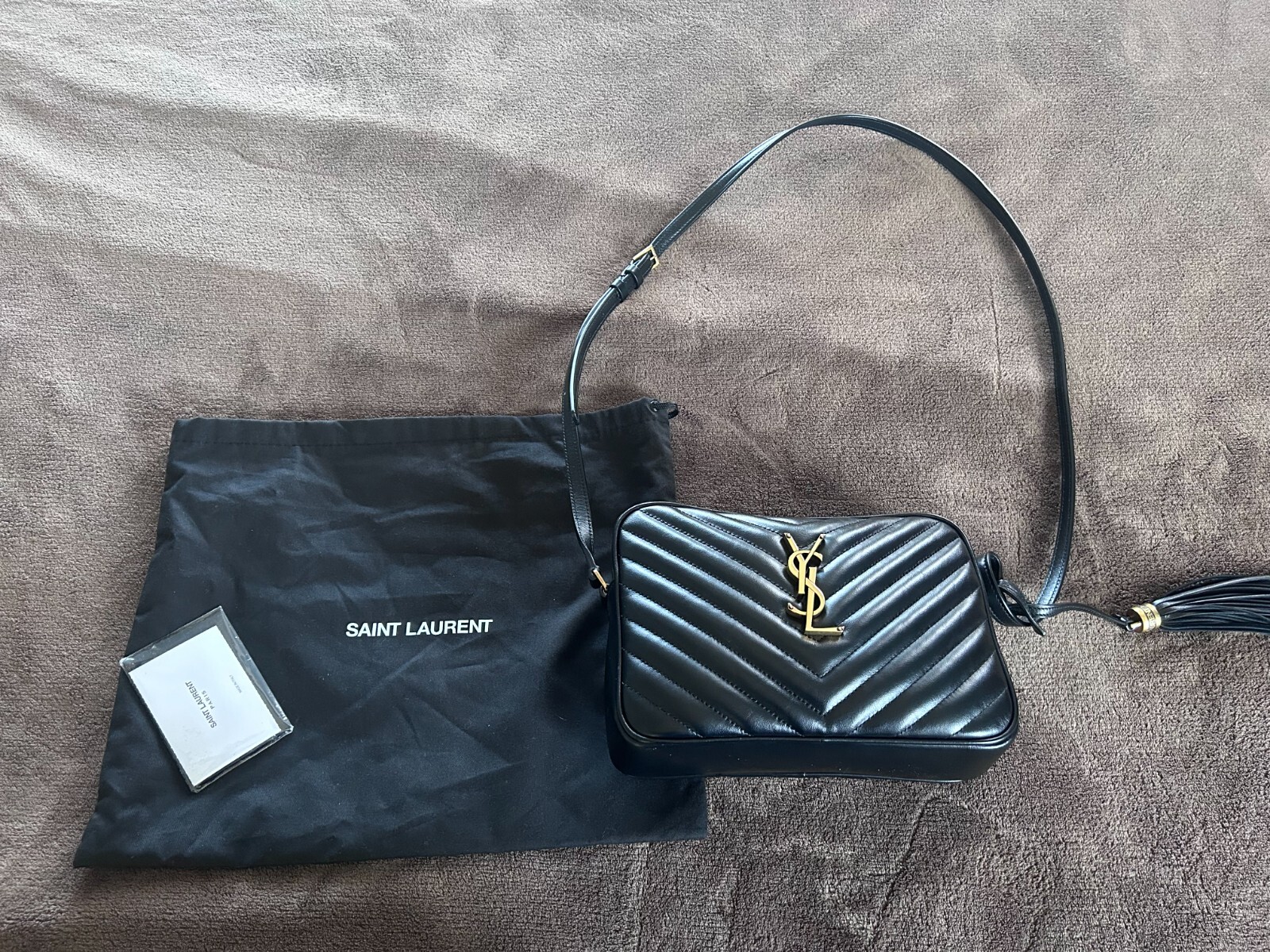 Borsa fotocamera Saint Laurent YSL Lou pelle matelasse piccola tracolla oro