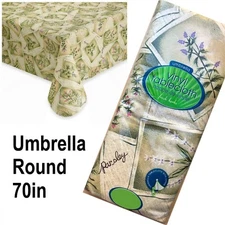 Bed Bath & Beyond Fresh Herbs 70" Round Vinyl Umbrella Tablecloth Farmhouse