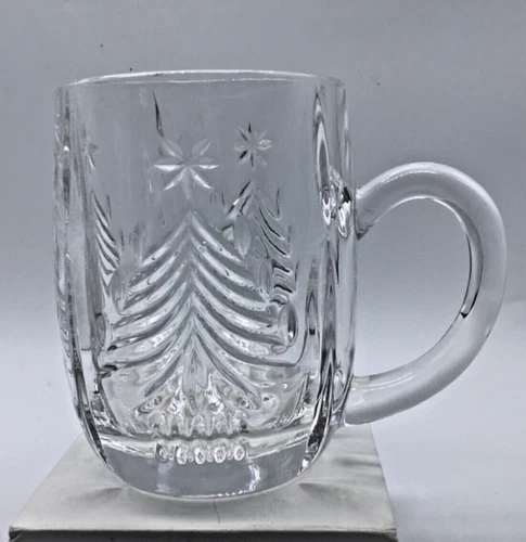Mikasa Mug Crystal Clear Glass Christmas Tree Cup Germany, 4.25”