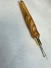 Hand carved BETHLEHEM OLIVE Wood seam ripper sewing tool 24k gold finish
