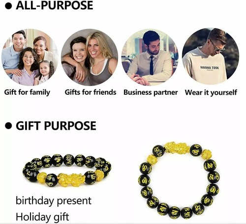 Feng Shui Black Obsidian Beads Bracelet Attract Wealth - Picture 4 of 5