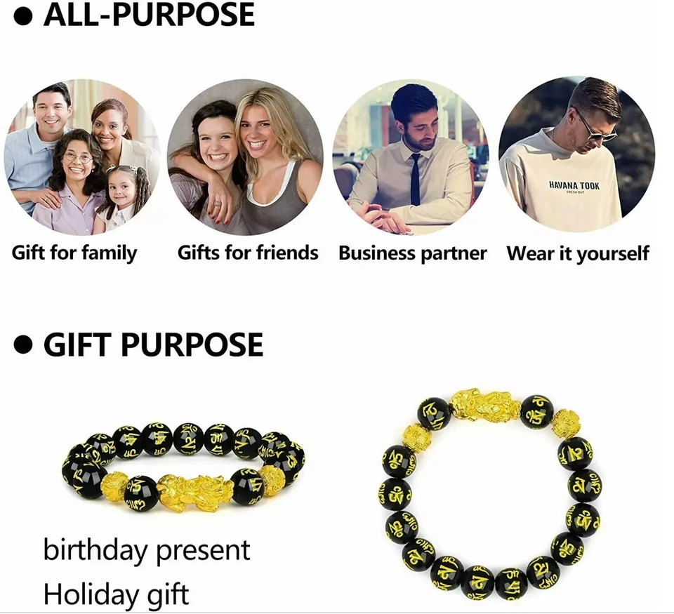 Feng Shui Black Obsidian Beads Bracelet Attract Wealth - Image 4 of 4