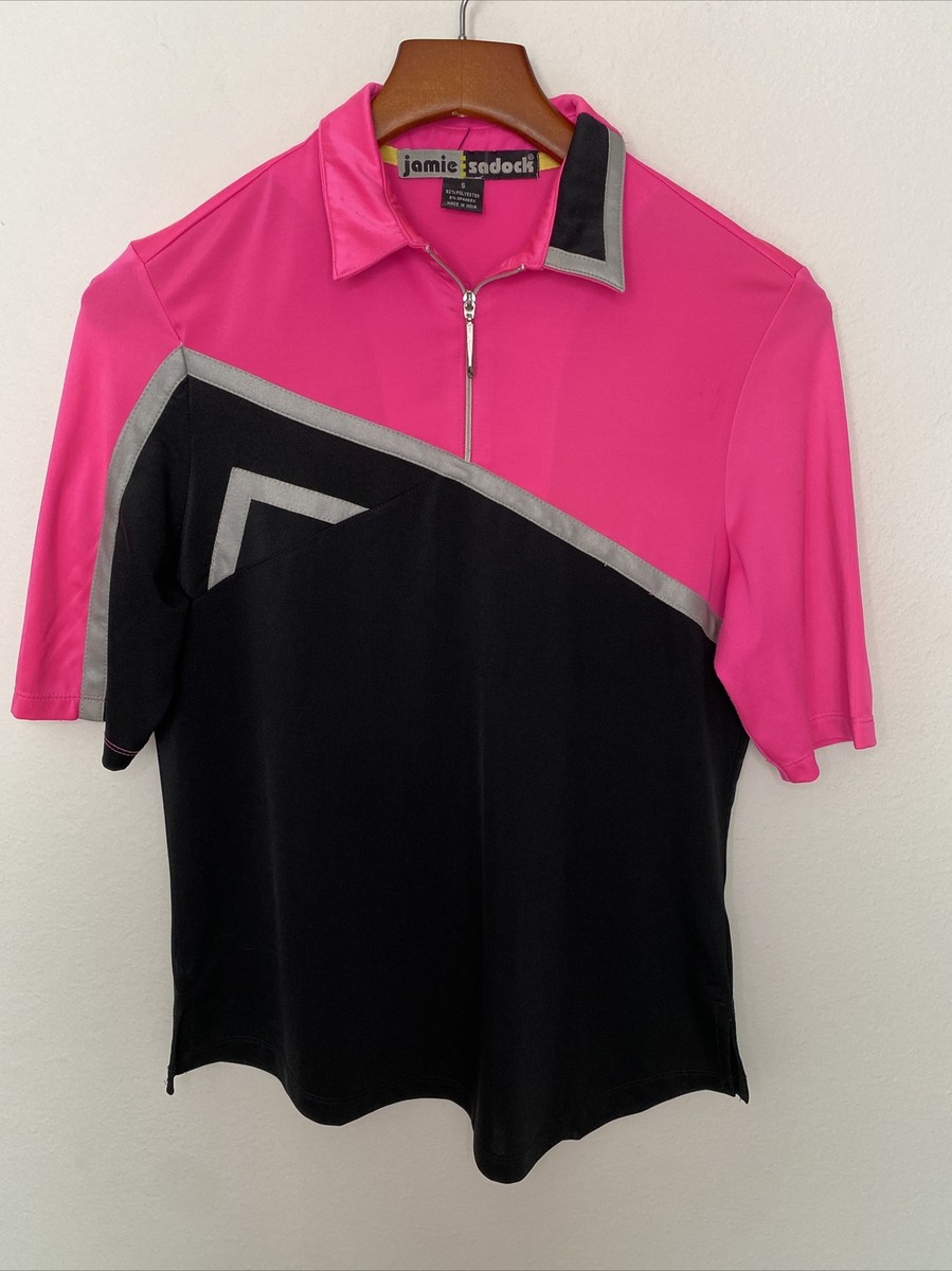 Jamie Sadock Women's Golf Quarter Zip Short Sleeve Polo Sz Small Black And  Pink | eBay