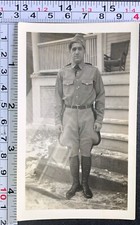 Soldier Dress Military Uniform WW2 Era Perhaps Vintage BW Photo Snapshot