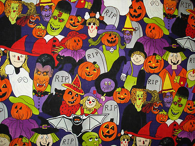 Cotton Quilt Fabric Halloween Goblin Hi-Fashion Fabrics BTHY RARE