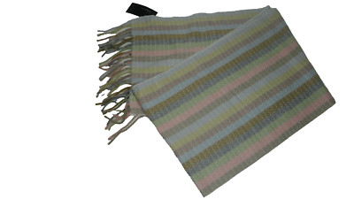 Cejon Fringe Italian Scarf Striped Ivory/multi O/S Made in Italy New w/Tags! 