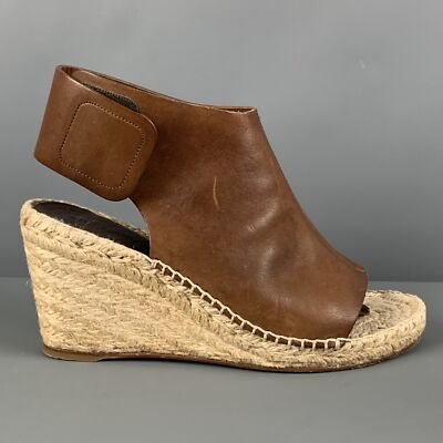 CELINE Größe 7 Hellbraun Natürliches Leder Gemischte Materialien Espadrille