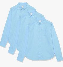 NEW Amazon Essentials 3 Pack Boys' Uniform Long-Sleeve Woven Poplin Large Plus