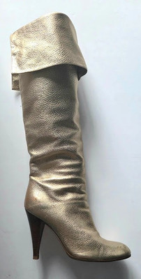 Casadei Tall Knee Length Leather GOLD Boots Size 7